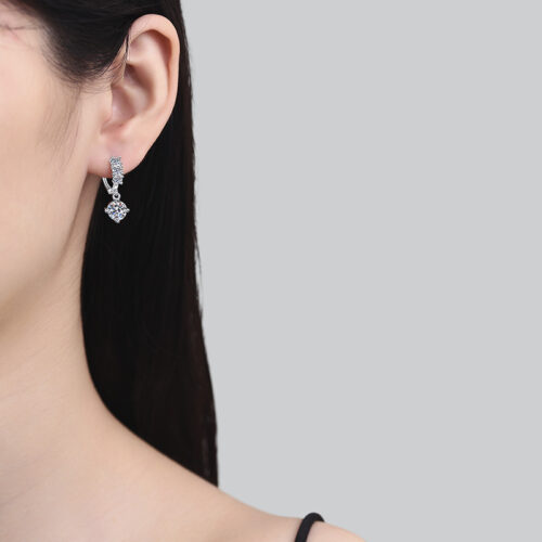 Bông Tai Cao Cấp Đính Kim Cương Moissanite Bạc S925 BTN068 50 Điểm