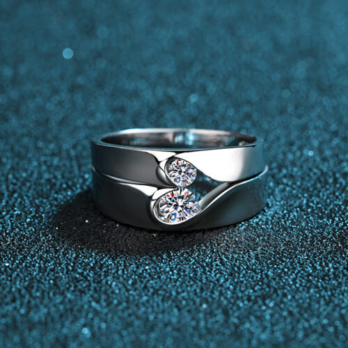 Nhẫn Đôi Trái Tim Đính Kim Cương Moissanite Bạc S925 NHC005 Nhẫn Nữ