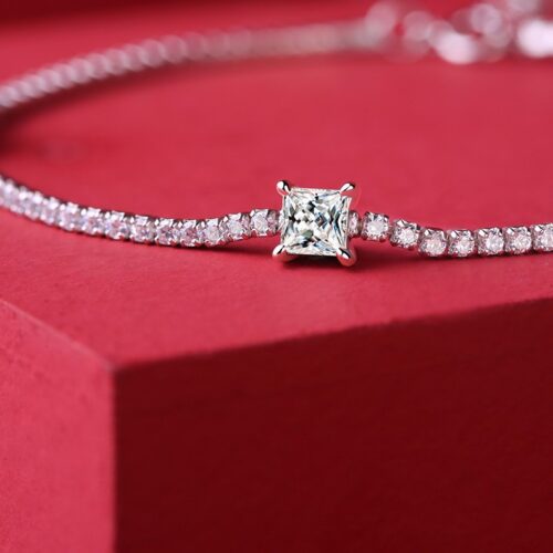 Lắc Tay Nữ Cá Tính Đính Kim Cương Moissanite Bạc S925 VDN048 L11818