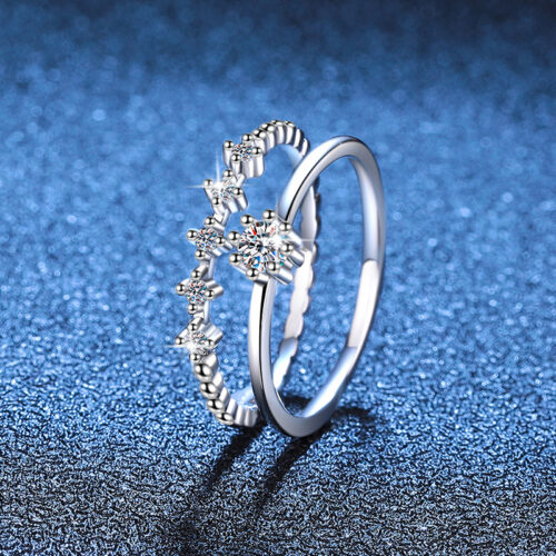 Nhẫn Đôi Nữ Cao Cấp Đính Kim Cương Moissanite Bạc S926 NHN052