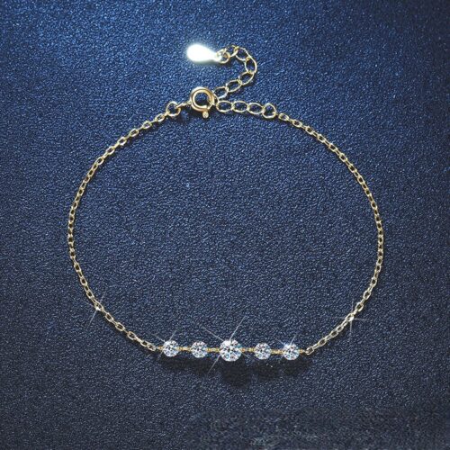 Lắc Chân Kiểu Hàn Quốc Đính Kim Cương Moissanite 1 Carat Bạc S925 VDN018 Màu Trắng