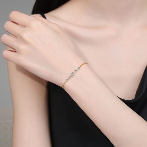 Lắc Chân Kiểu Hàn Quốc Đính Kim Cương Moissanite 1 Carat Bạc S925 VDN018 Màu Trắng