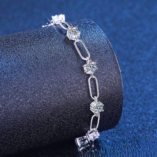 Vòng Tay Kiểu Nhật Đính Kim Cương Moissanite Bạc S925 VDN038
