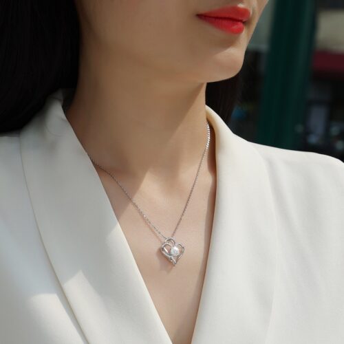 Vòng Cổ Trái Tim Thanh Lịch Đính Kim Cương Moissanite 1 Carat Bạc S925 DCN113