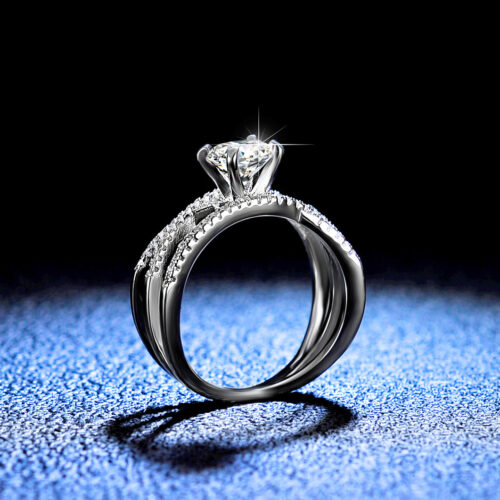Nhẫn Nữ Sang Trọng Đính Kim Cương Moissanite 1 Carat Bạc S925 NHN062