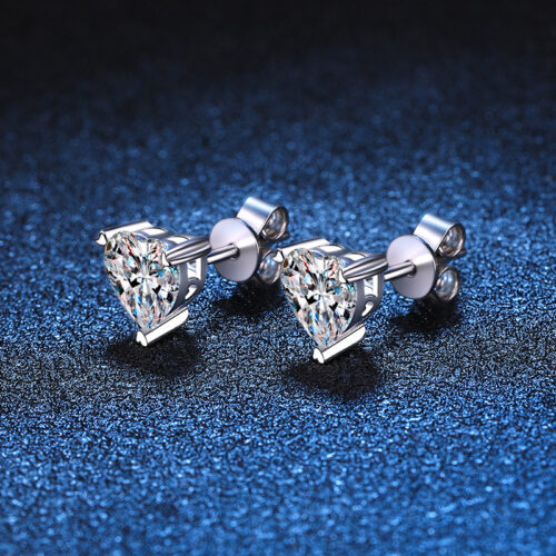 Bông Tai Trái Tim Đính Kim Cương Moissanite Bạc S925 BTN045