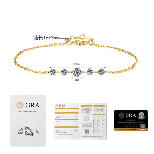 Lắc Chân Kiểu Hàn Quốc Đính Kim Cương Moissanite 1 Carat Bạc S925 VDN018 Màu Trắng
