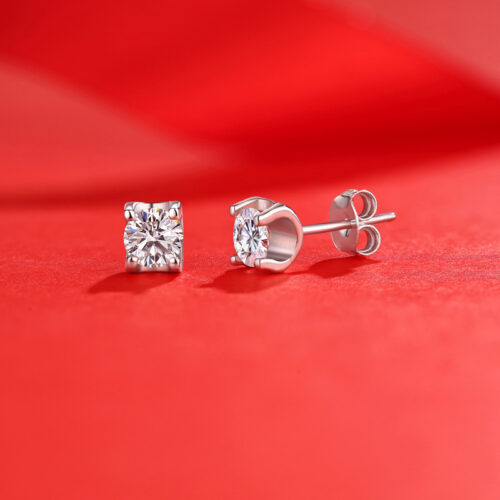 Bông Tai Hình Vuông Đính Kim Cương Moissanite 1 Carat Bạc S925 BTN075