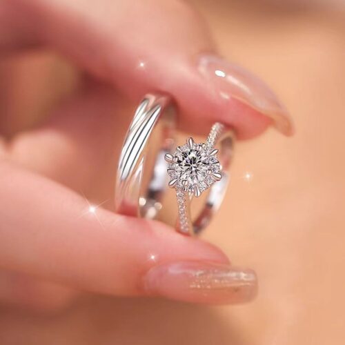 Nhẫn Cặp Song Hành Đính Kim Cương Moissanite Bạc S925 NHC015 Nhẫn Nữ