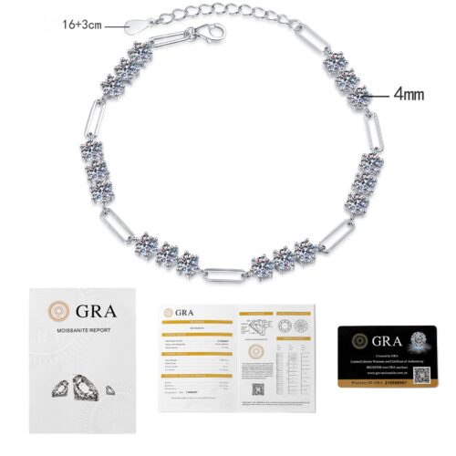 Vòng Tay Cao Cấp Đính Kim Cương Moissanite Bạc S925 VDN036