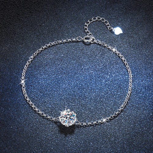 Vòng Tay Sáu Cánh Đính Kim Cương Moissanite 1 Carat Bạc S925 VDN024