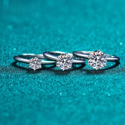 Nhẫn Bạc Sang Trọng Nữ Đính Kim Cương Moissanite 2 Carat S925 NHN063