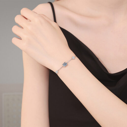 Lắc Tay Cá Tính Đính Kim Cương Moissanite Bạc S925 VDN039
