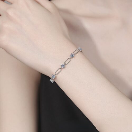 Vòng Tay Kiểu Nhật Đính Kim Cương Moissanite Bạc S925 VDN038