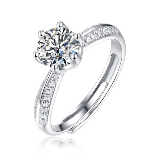 Nhẫn Bạc Nữ Màu D Chứng Nhận GRA Đính Kim Cương Moissanite Bạc S925 NHN068 11mm 5 carat