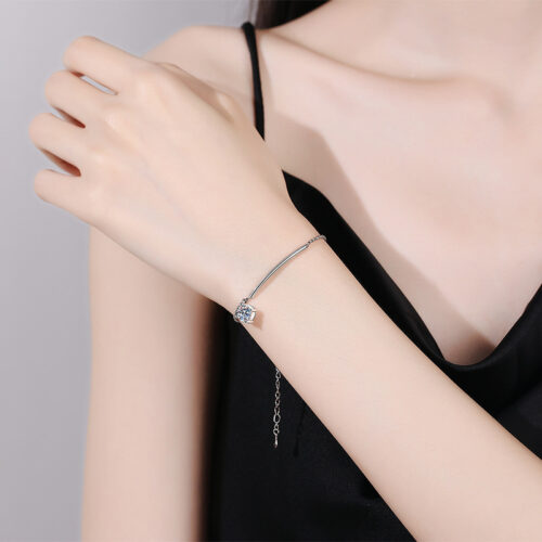 Lắc Chân Bạc Nữ Cao Cấp Đính Kim Cương Moissanite Bạc S925 VDN020