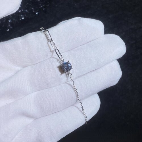 Vòng Tay Phong Cách Hàn Quốc Đính Kim Cương Moissanite 1 Carat Bạc S925 VDN034