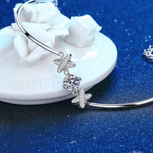 Lắc Chân Kiểu Hàn Quốc Đính Kim Cương Moissanite Bạc S925 VDN035