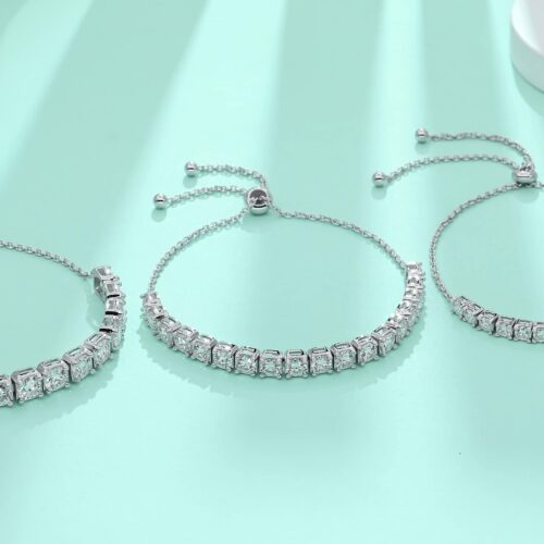 Vòng Tay Nữ Sang Trọng Đính Kim Cương Moissanite Bạc S925 VDN045 4mm