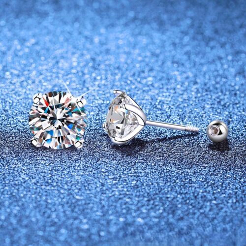 Hoa Tai Moissanite Mẫu Mới Bạc S925 Nữ BTN013 Moissanite 1 Carat