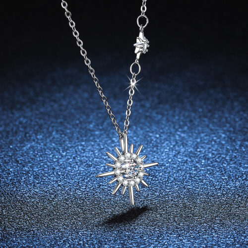 Dây Chuyền Mặt Trăng Ngôi Sao Đính Kim Cương Moissanite Bạc S925 DCN048