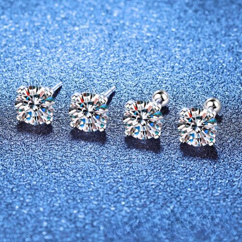 Hoa Tai Moissanite Mẫu Mới Bạc S925 Nữ BTN013 Moissanite 1 Carat