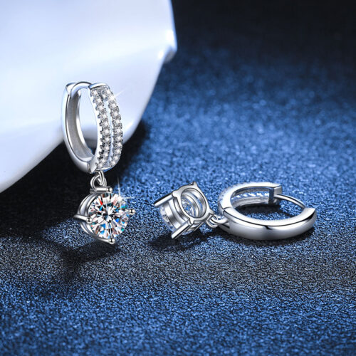 Hoa Tai Bốn Móng Đính Kim Cương Moissanite 1 Carat Bạc S925 BTN052