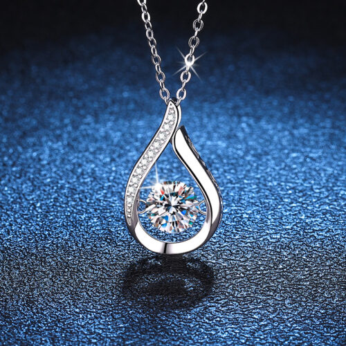 Dây Chuyền Giọt Nước Đính Kim Cương Moissanite Bạc S925 DCN031
