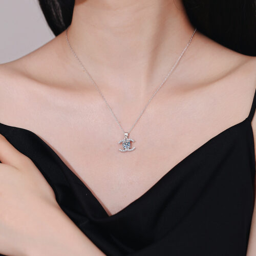 Dây Chuyền Nữ Sang Trọng Đính Kim Cương Moissanite 1 Carat Bạc S925 DCN030