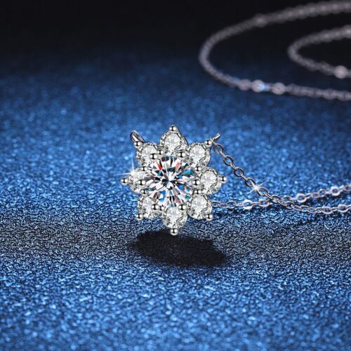 Dây Chuyền Bông Tuyết Đính Kim Cương Moissanite 1 Carat Bạc S925 DCN042