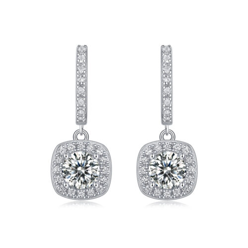 Bông Tay Nữ Thanh Lịch Đính Kim Cương Moissanite Bạc S925 BTN076