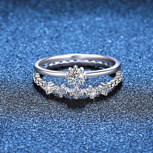 Nhẫn Đôi Nữ Cao Cấp Đính Kim Cương Moissanite Bạc S926 NHN052