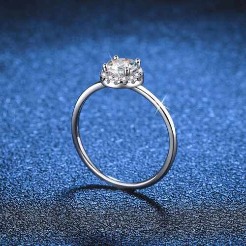 Nhẫn Đính Kim Cương Moissanite Hình Tròn Bạc S925 NHN061