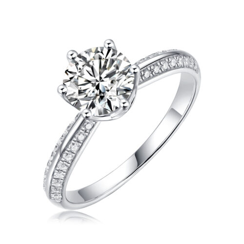 Nhẫn Nữ Cao Cấp Đính Kim Cương Moissanite 2 Carat Bạc S925 NHN069