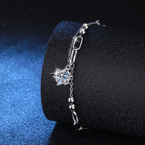 Lắc Tay Sang Trọng Đính Kim Cương Moissanite 1 Carat Bạc S925 VDN028
