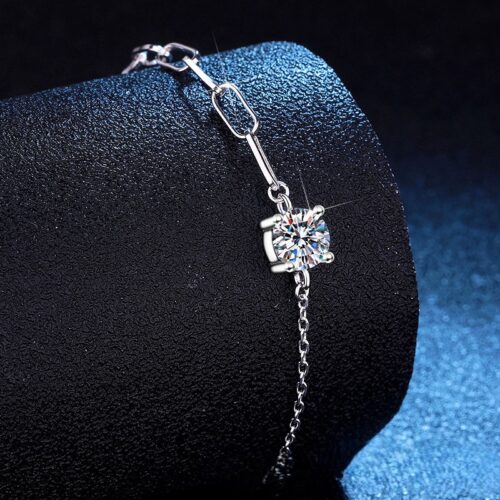 Vòng Tay Phong Cách Hàn Quốc Đính Kim Cương Moissanite 1 Carat Bạc S925 VDN034