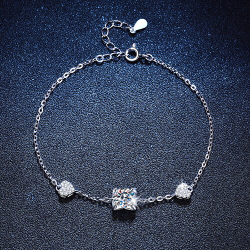 Lắc Tay Cá Tính Đính Kim Cương Moissanite Bạc S925 VDN039