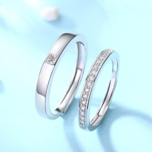 Nhẫn Đôi Song Hành Đính Kim Cương Moissanite Bạc S925 NHC022 Nhẫn Nữ