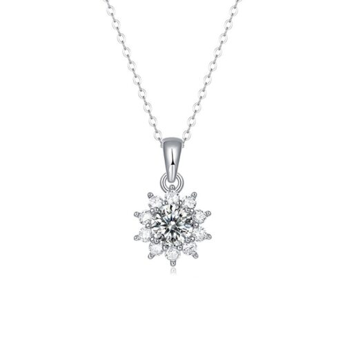 Dây Chuyền Hoa Hướng Dương Đính Kim Cương Moissanite 1 Carat Bạc S925 DCN093