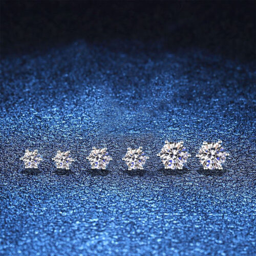 Bông Tai Bạc S925 Kim Cương Moissanite 1 Carat BTN014