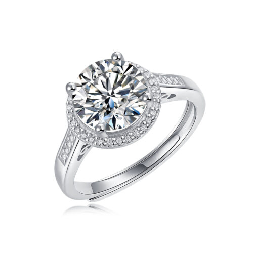 Nhẫn Nữ Khí Chất Dễ Phối Đính Kim Cương Moissanite 2 Carat Bạc S925 NHN070