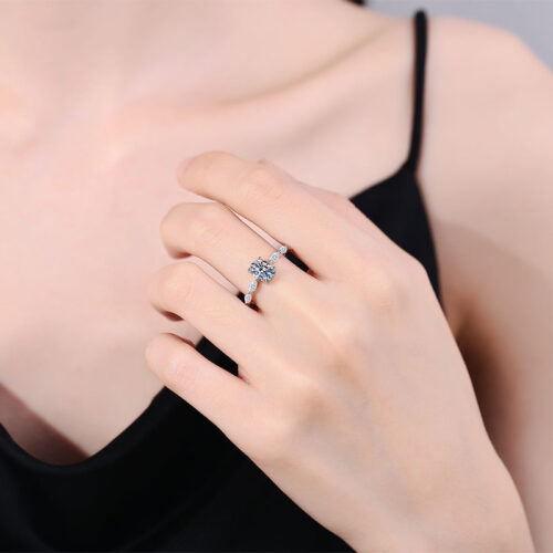 Nhẫn Bạc Nữ Sang Trọng Đính Kim Cương Moissanite 1 Carat S925 NHN049