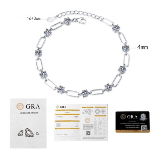 Vòng Tay Kiểu Nhật Đính Kim Cương Moissanite Bạc S925 VDN038