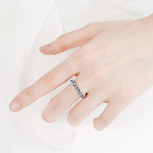Nhẫn Nữ 7 Viên Kim Cương Moissanite Bạc S926 NHN032