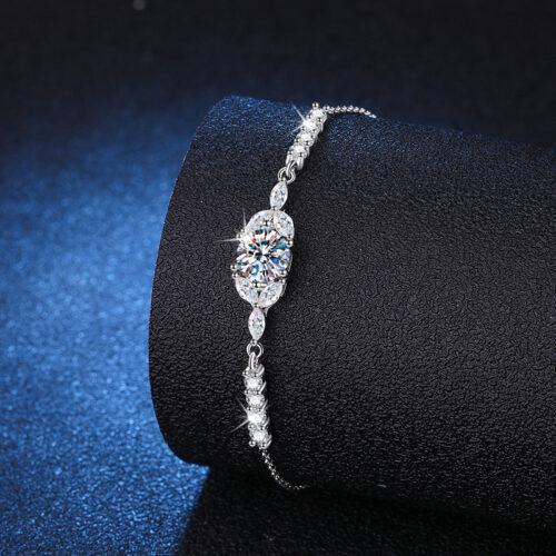 Vòng Tay Nở Hoa Đính Kim Cương Moissanite 1 Carat Bạc S925 VDN011