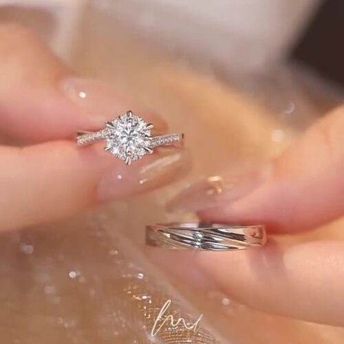 Nhẫn Cặp Song Hành Đính Kim Cương Moissanite Bạc S925 NHC015 Nhẫn Nữ