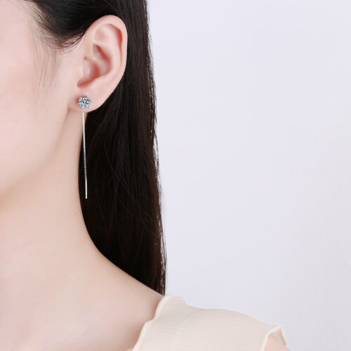 Hoa Tai Sáu Móng Kim Cương Moissanite 1 Carat Bạc S925 BTN022