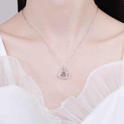 Dây Chuyền Trái Tim Đính Kim Cương Moissanite Bạc S025 DCN063