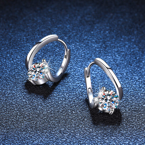 Bông Tai Đính Kim Cương Moissanite 1 Carat Sang Trọng Bạc S925 BTN023