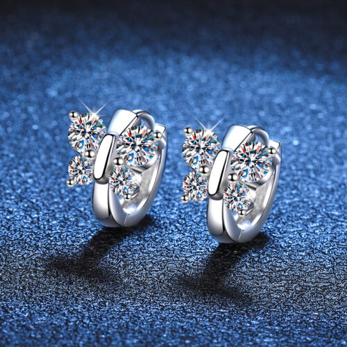 Bông Tai Bướm Đính Kim Cương Moissanite 1.6 Carat Bạc S925 BTN060